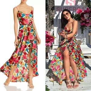 ALICE & OLIVIA Christina Floral High Low Dress 0